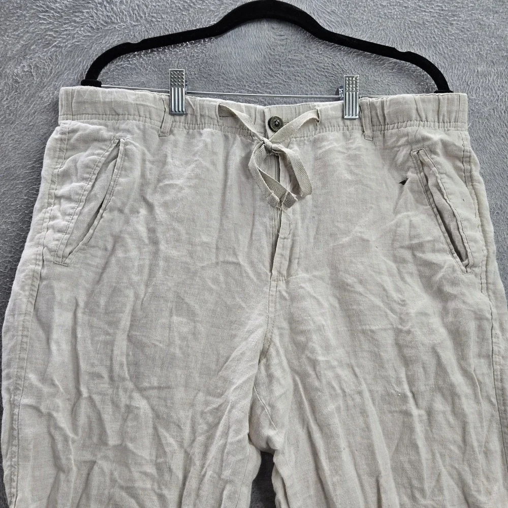 Tasso Elba Island Men Pants L Beige Linen Casual 29